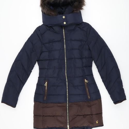 Joules Womens Black Overcoat Coat Size 10 Zip