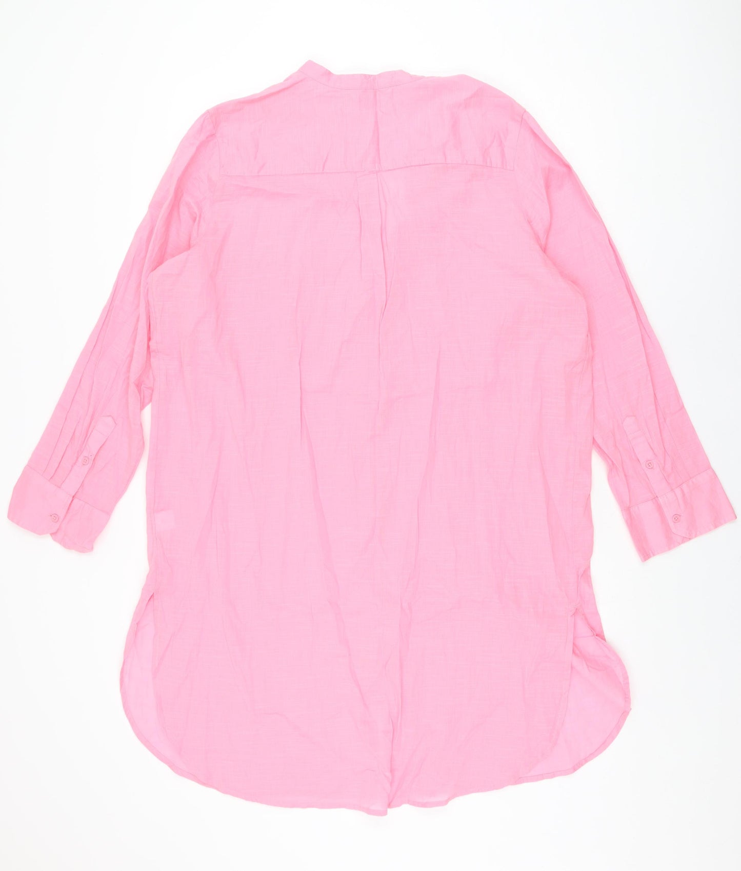 Marks and Spencer Womens Pink Cotton Basic Button-Up Size 16 V-Neck