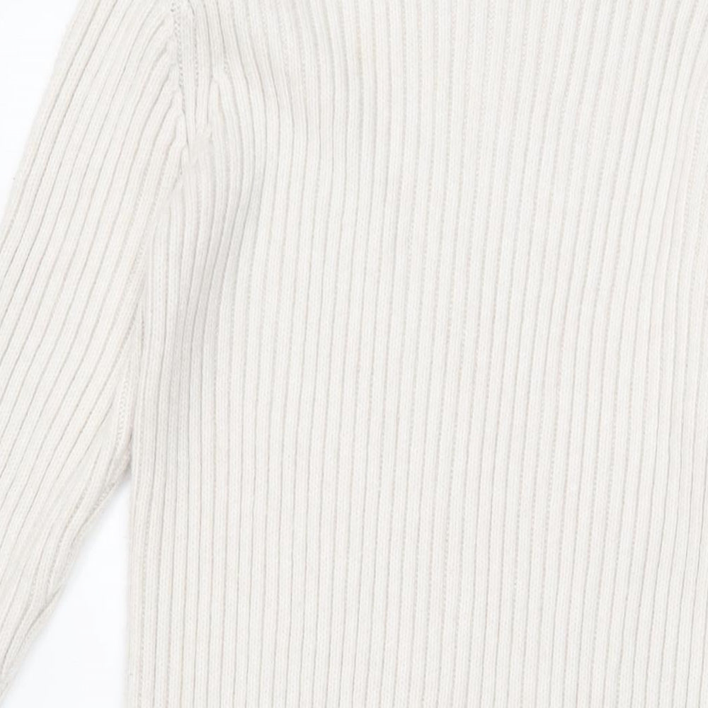 Marks and Spencer Womens Ivory Polyester Jumper Dress Size L Round Neck Pullover