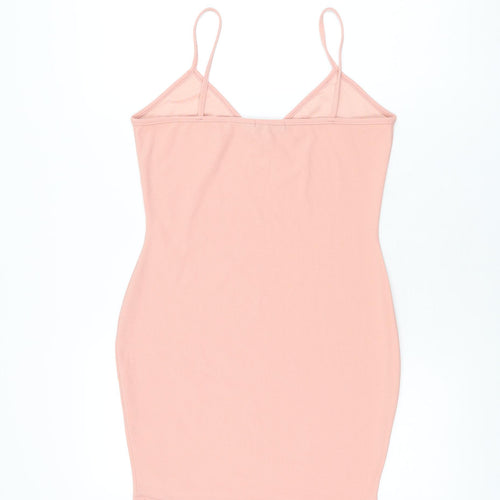 Boohoo Womens Pink Polyester Bodycon Size 12 V-Neck Pullover