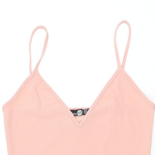 Boohoo Womens Pink Polyester Bodycon Size 12 V-Neck Pullover