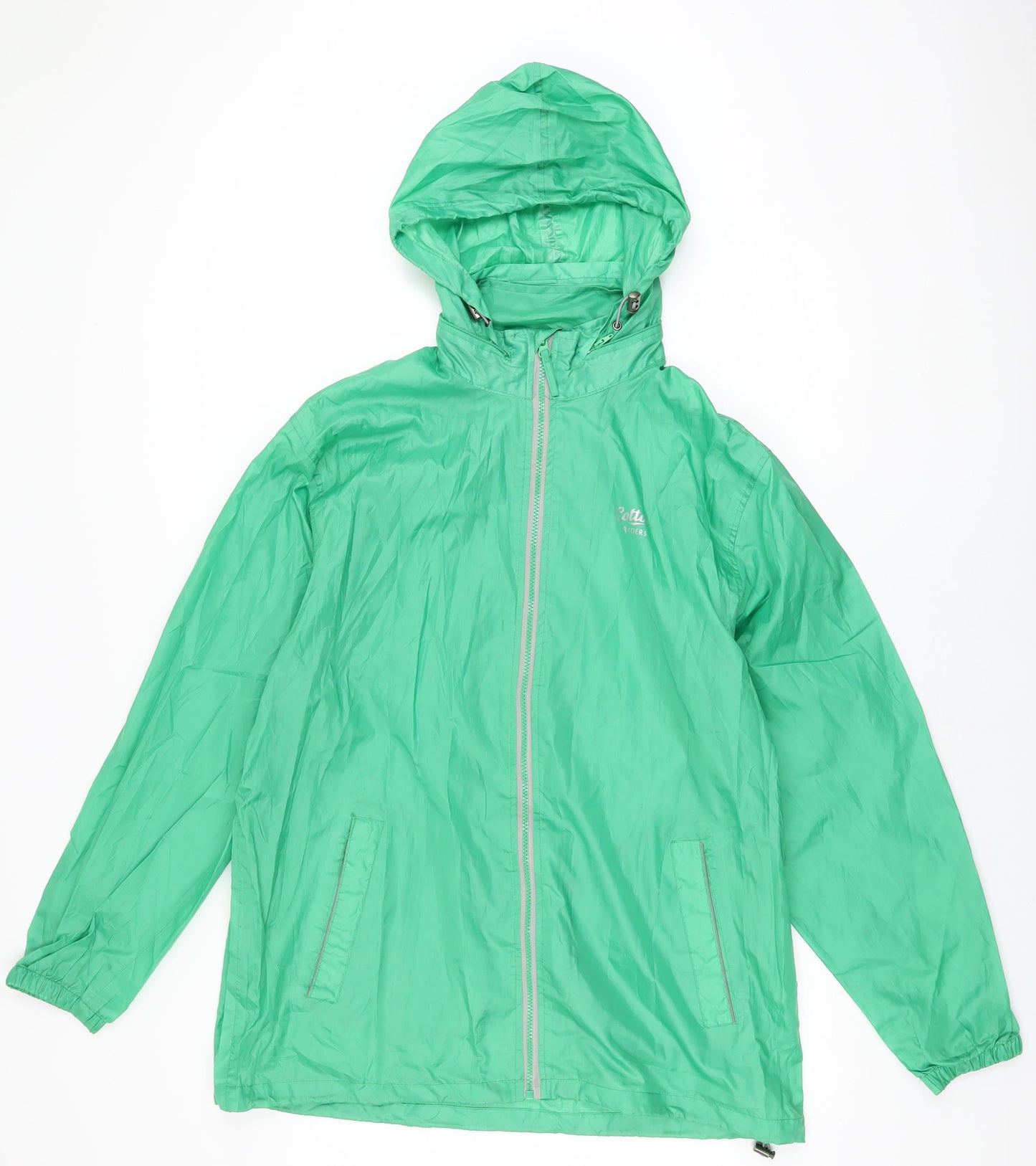 Cotton Traders Womens Green Rain Coat Coat Size M Zip