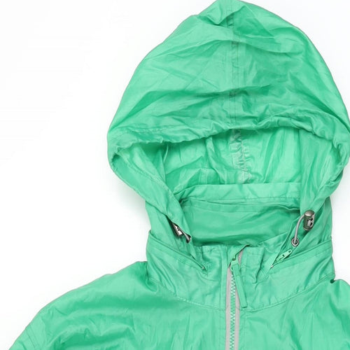 Cotton Traders Womens Green Rain Coat Coat Size M Zip