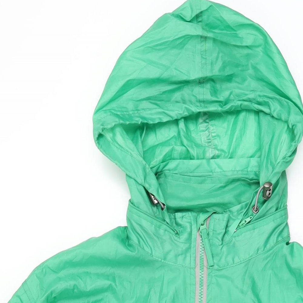 Cotton Traders Womens Green Rain Coat Coat Size M Zip