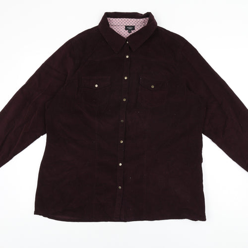 Bexley's Womens Red Cotton Basic Button-Up Size 20 Collared
