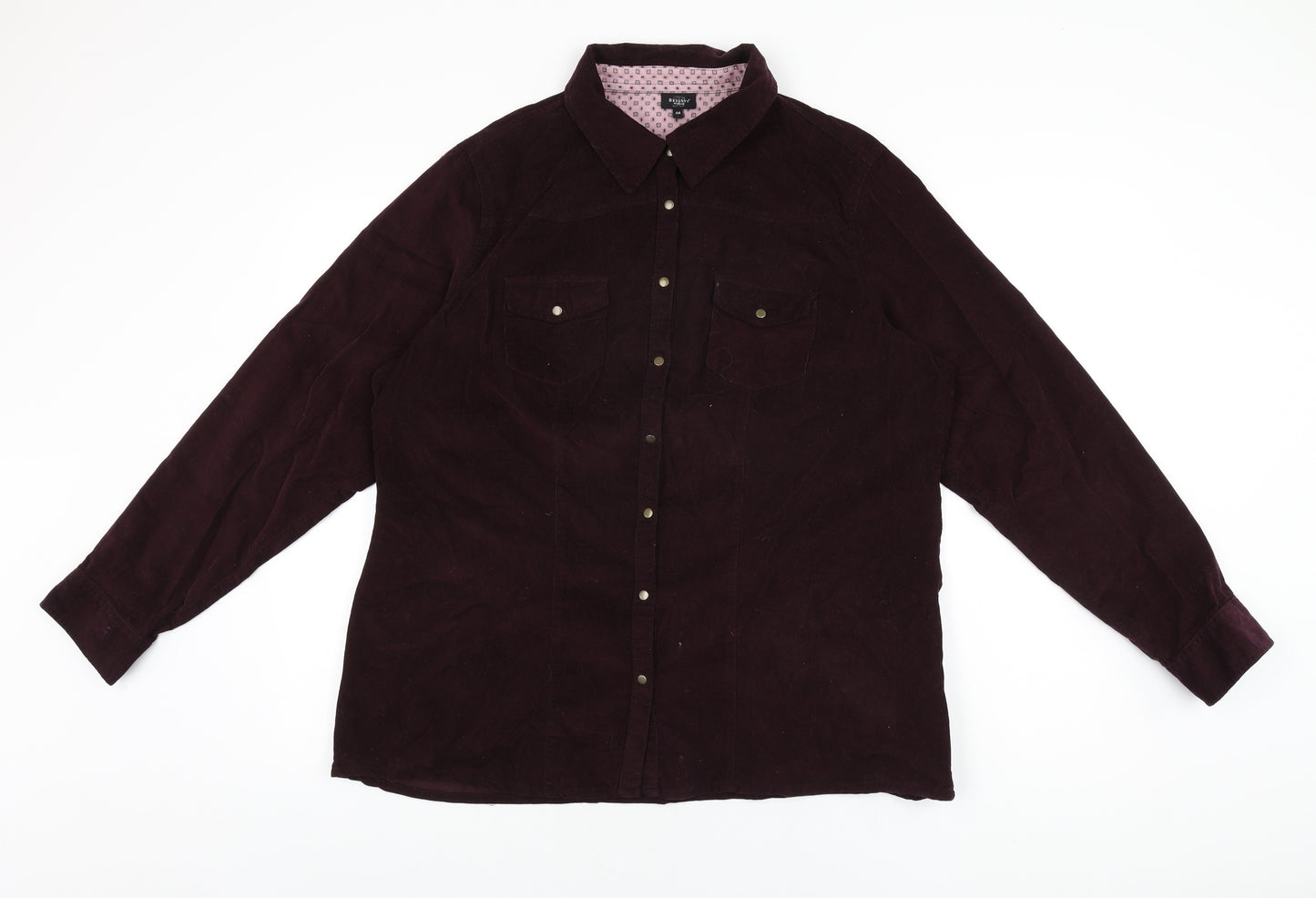 Bexley's Womens Red Cotton Basic Button-Up Size 20 Collared