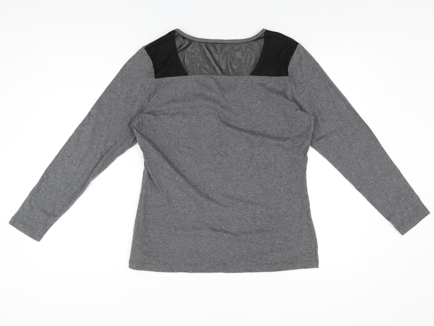 ESMARA Womens Grey Cotton Basic T-Shirt Size L Scoop Neck