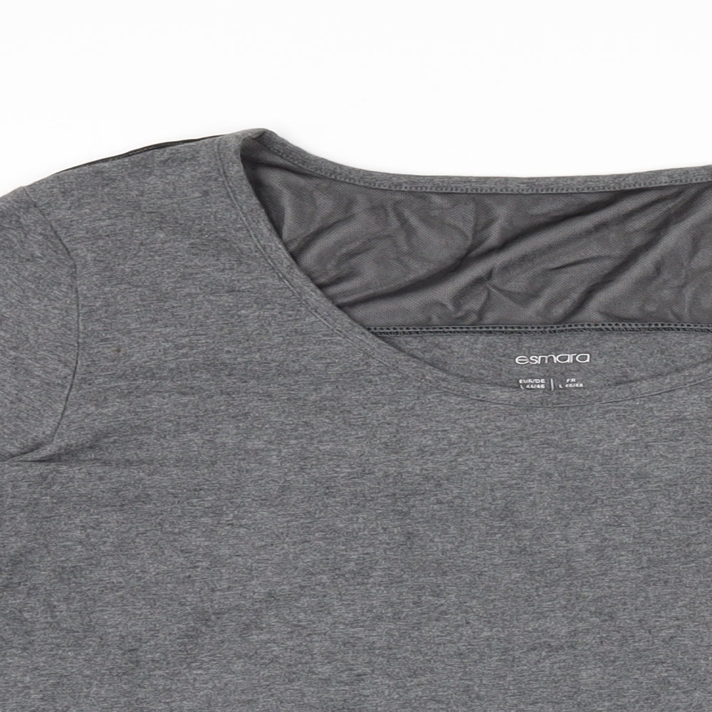 ESMARA Womens Grey Cotton Basic T-Shirt Size L Scoop Neck