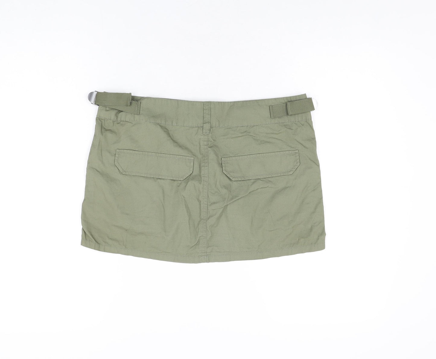 H&M Womens Green Cotton Mini Skirt Size S Zip