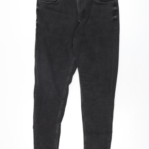 Marks and Spencer Womens Black Cotton Skinny Jeans Size 12 L28 in Regular Zip