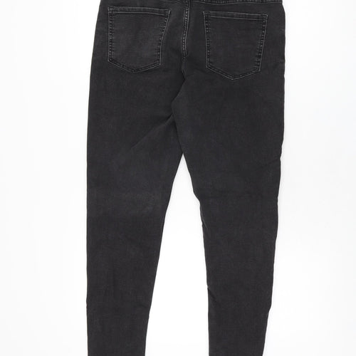 Marks and Spencer Womens Black Cotton Skinny Jeans Size 12 L28 in Regular Zip