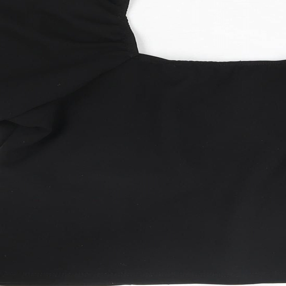 New Look Womens Black Polyester Basic T-Shirt Size 16 Square Neck