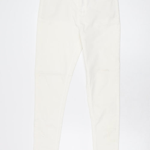 Marks and Spencer Womens White Cotton Skinny Jeans Size 12 L27 in Regular Zip