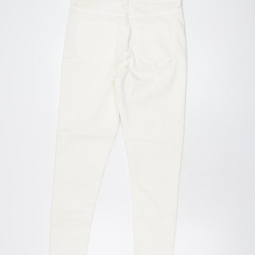 Marks and Spencer Womens White Cotton Skinny Jeans Size 12 L27 in Regular Zip