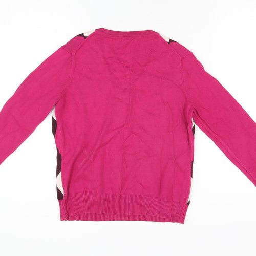 Gap Womens Pink Geometric Cotton Basic T-Shirt Size M V-Neck