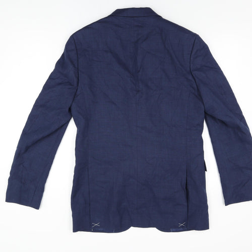 Marks and Spencer Mens Blue Linen Jacket Suit Jacket Size 38 Regular