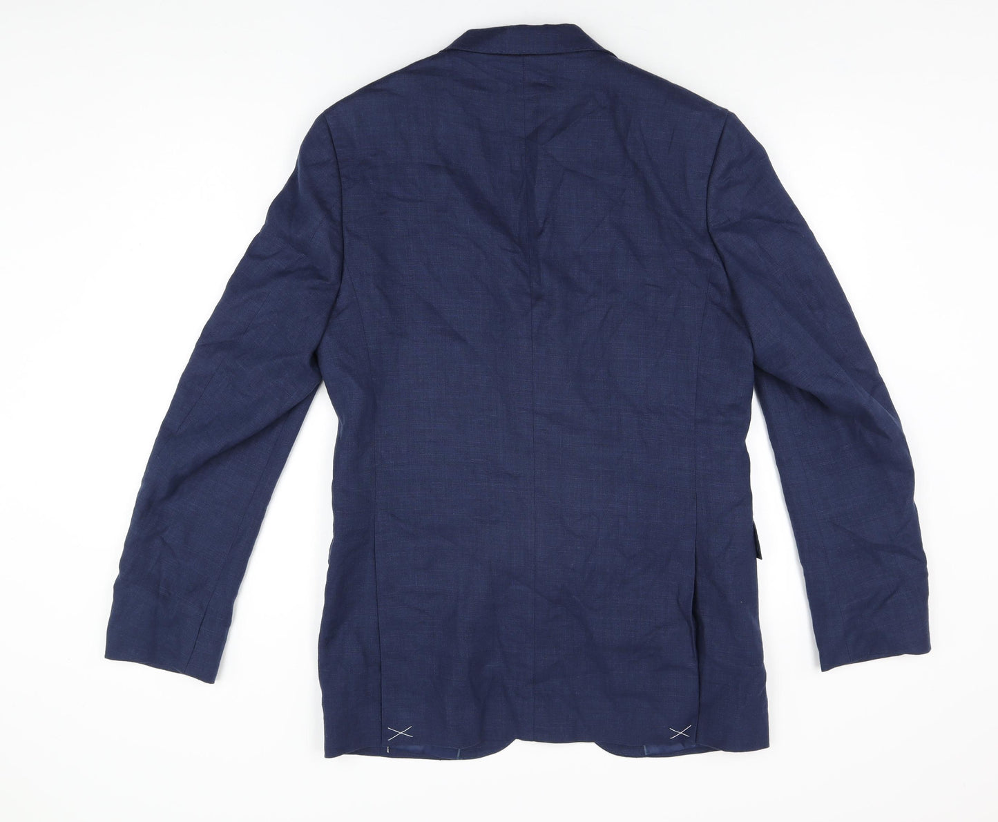 Marks and Spencer Mens Blue Linen Jacket Suit Jacket Size 38 Regular