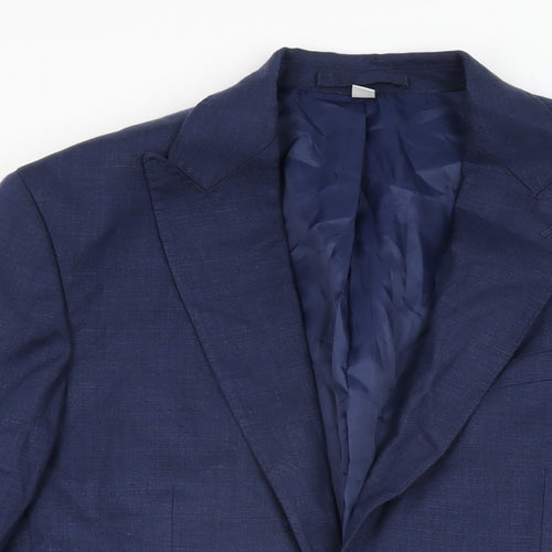 Marks and Spencer Mens Blue Linen Jacket Suit Jacket Size 38 Regular