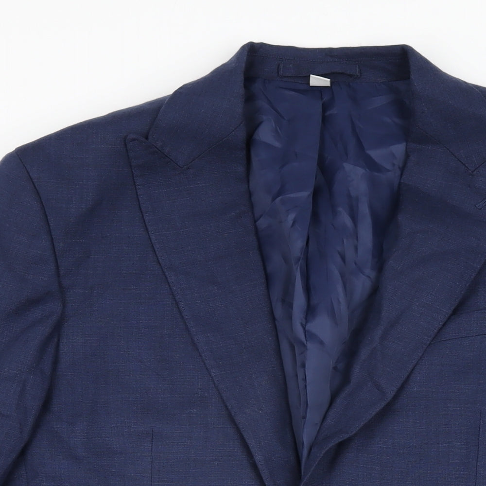 Marks and Spencer Mens Blue Linen Jacket Suit Jacket Size 38 Regular