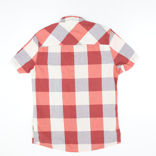 Cropp Design Unit Mens Red Geometric Cotton Button-Up Size L Collared Button