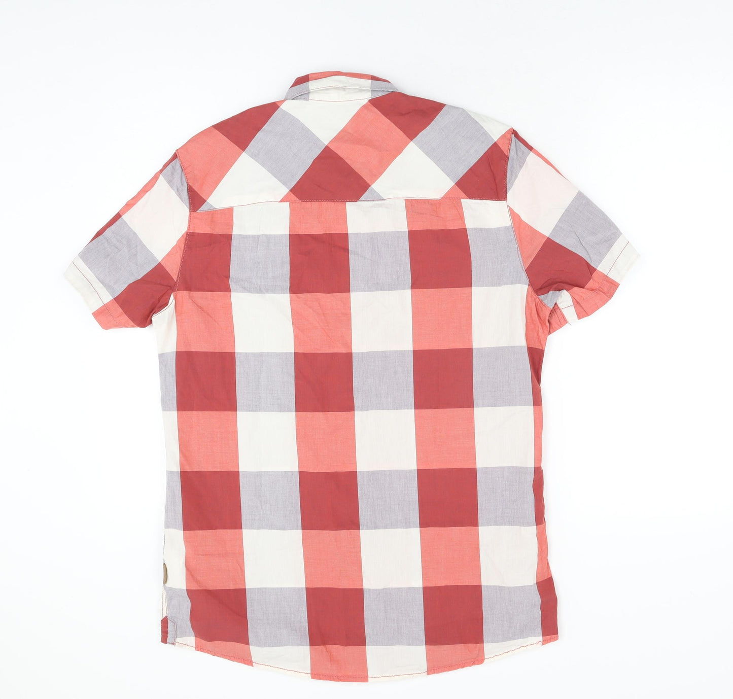 Cropp Design Unit Mens Red Geometric Cotton Button-Up Size L Collared Button