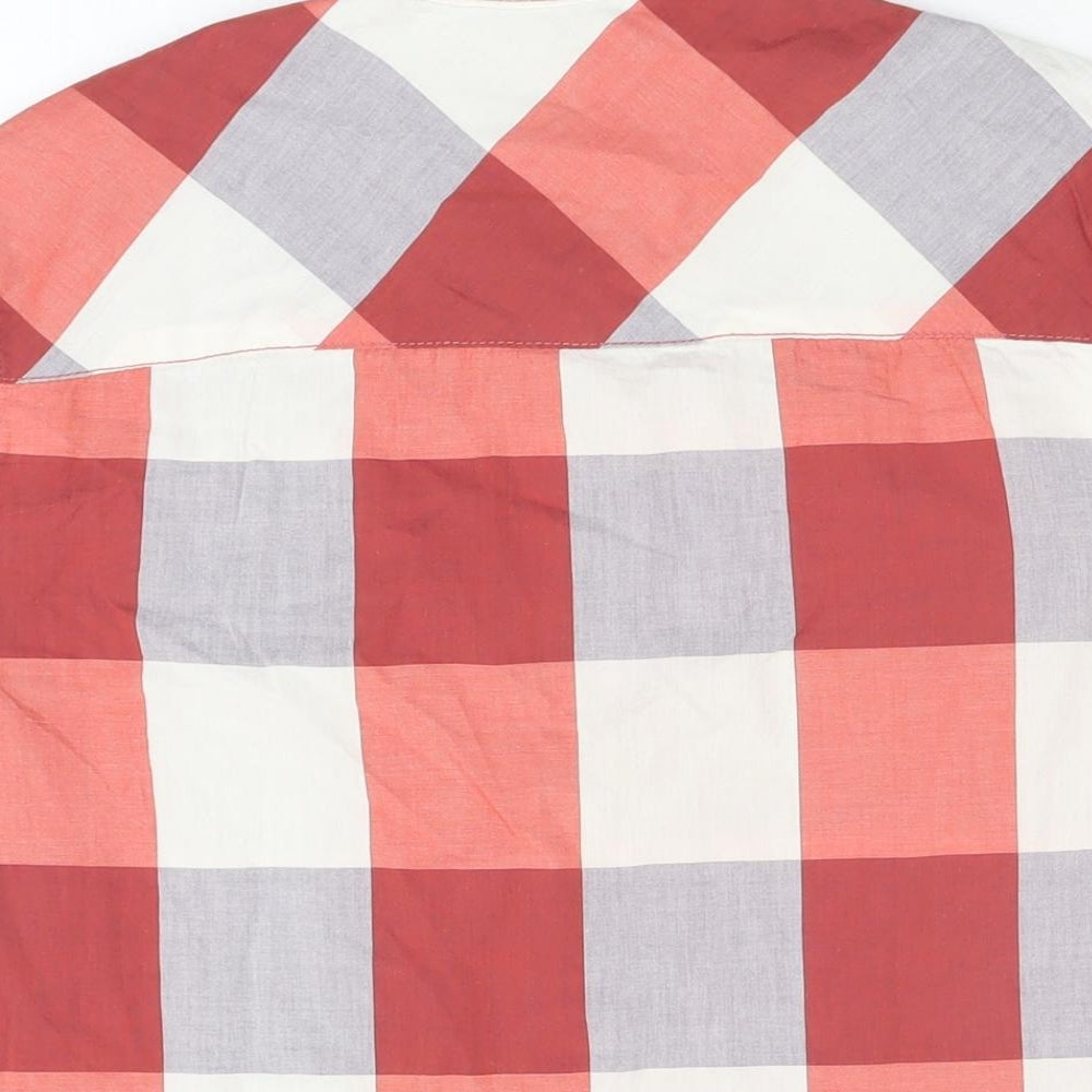 Cropp Design Unit Mens Red Geometric Cotton Button-Up Size L Collared Button