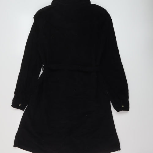 TU Womens Black Cotton Shirt Dress Size 10 Collared Button