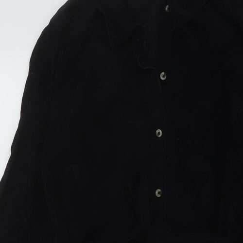 TU Womens Black Cotton Shirt Dress Size 10 Collared Button