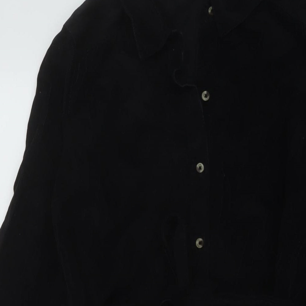 TU Womens Black Cotton Shirt Dress Size 10 Collared Button