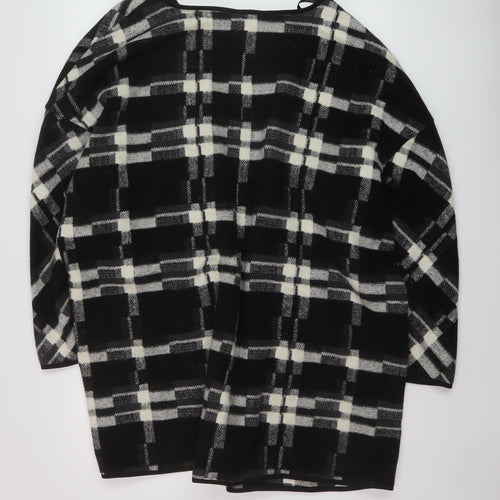 Betty Jackson Womens Black V-Neck Plaid Polyester Cardigan Jumper Size 18