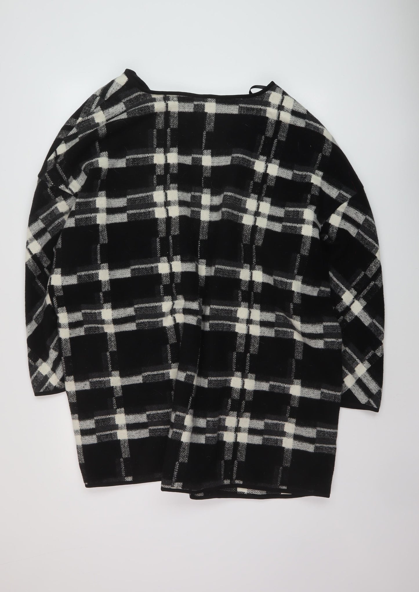 Betty Jackson Womens Black V-Neck Plaid Polyester Cardigan Jumper Size 18
