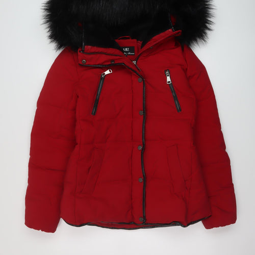 Quiz Womens Red Parka Jacket Size 12 Zip