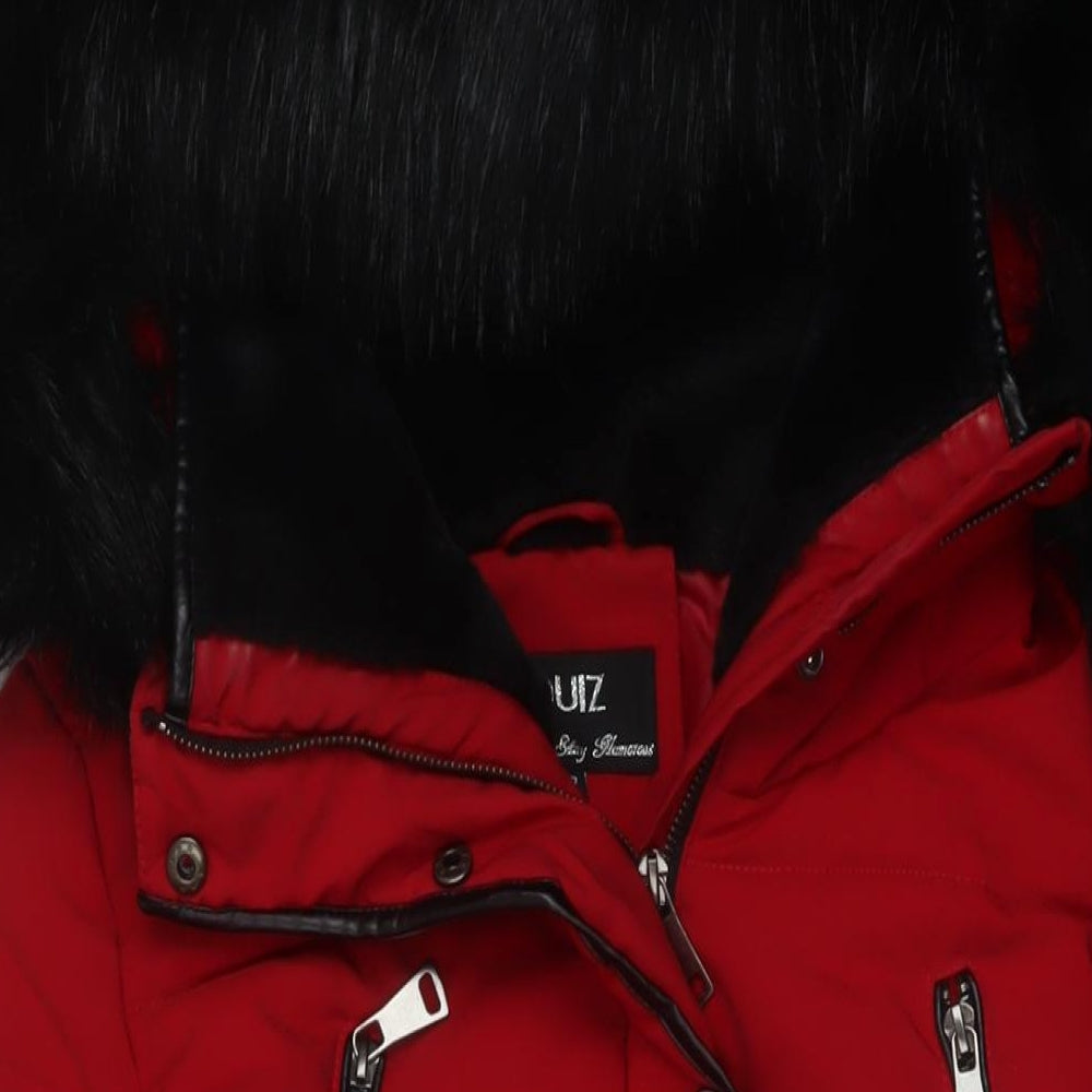 Quiz Womens Red Parka Jacket Size 12 Zip