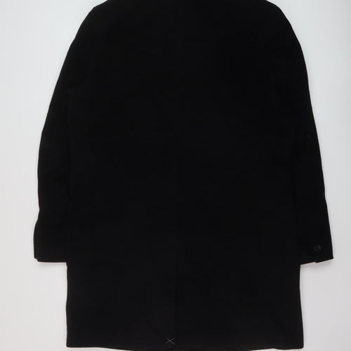 Marks and Spencer Mens Black Overcoat Coat Size L Button