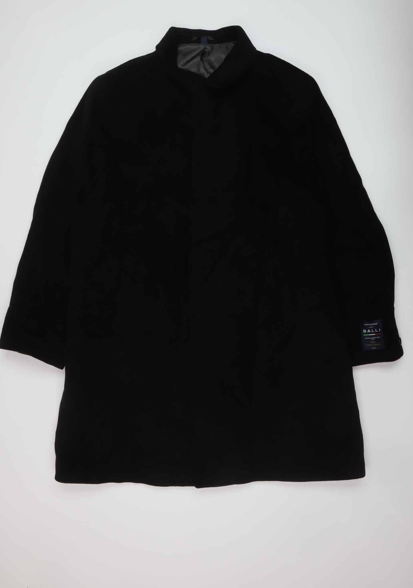 Marks and Spencer Mens Black Overcoat Coat Size 4XL Button