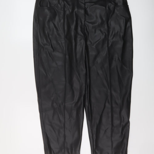 Marks and Spencer Womens Black Polyester Trousers Size 18 L24 in Regular Button