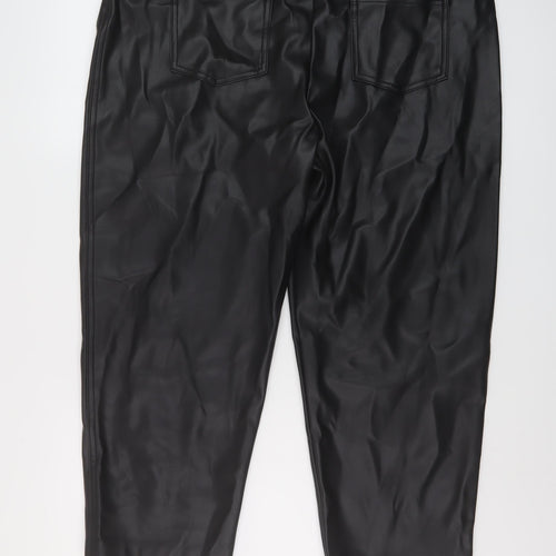 Marks and Spencer Womens Black Polyester Trousers Size 18 L24 in Regular Button