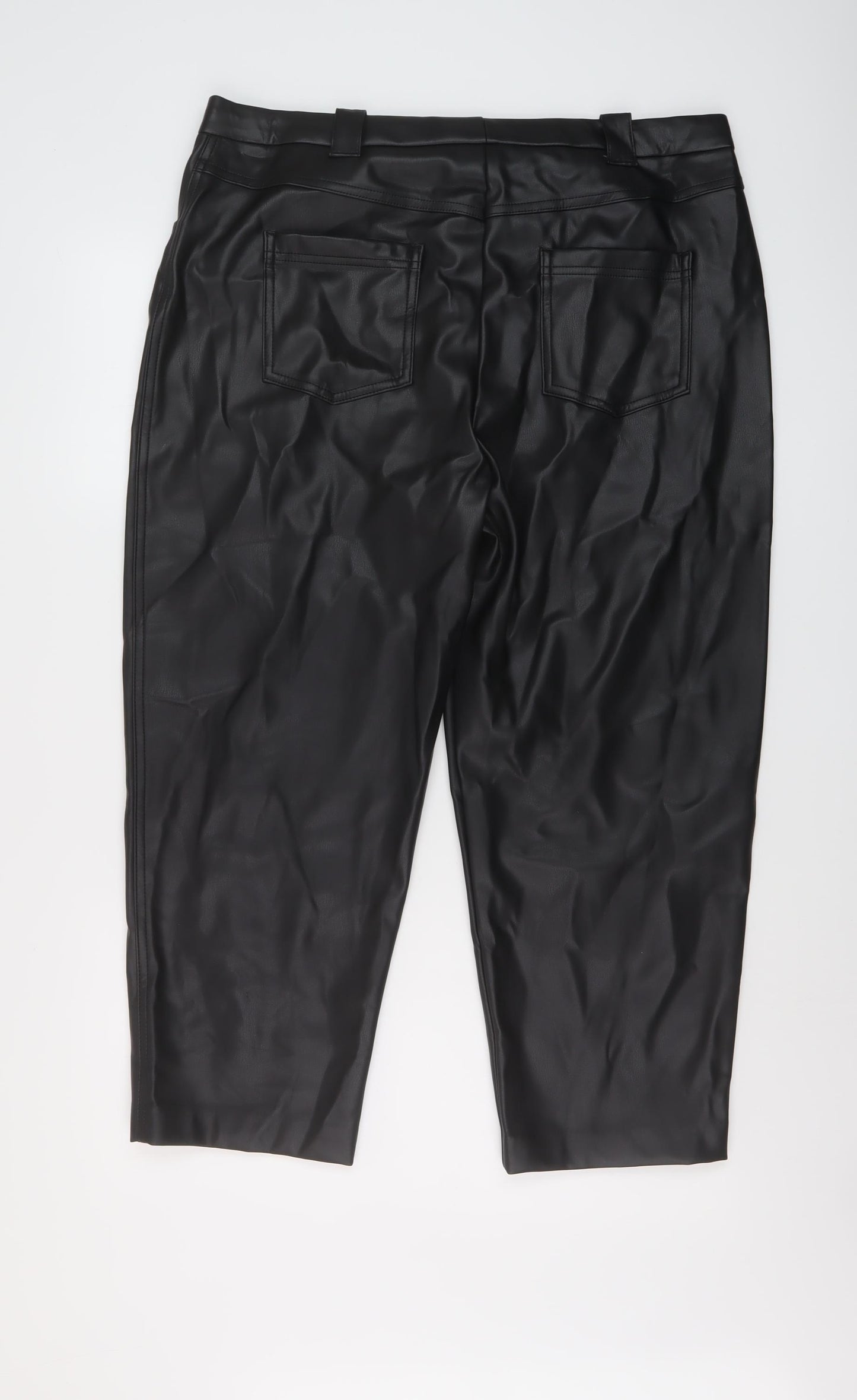 Marks and Spencer Womens Black Polyester Trousers Size 18 L24 in Regular Button