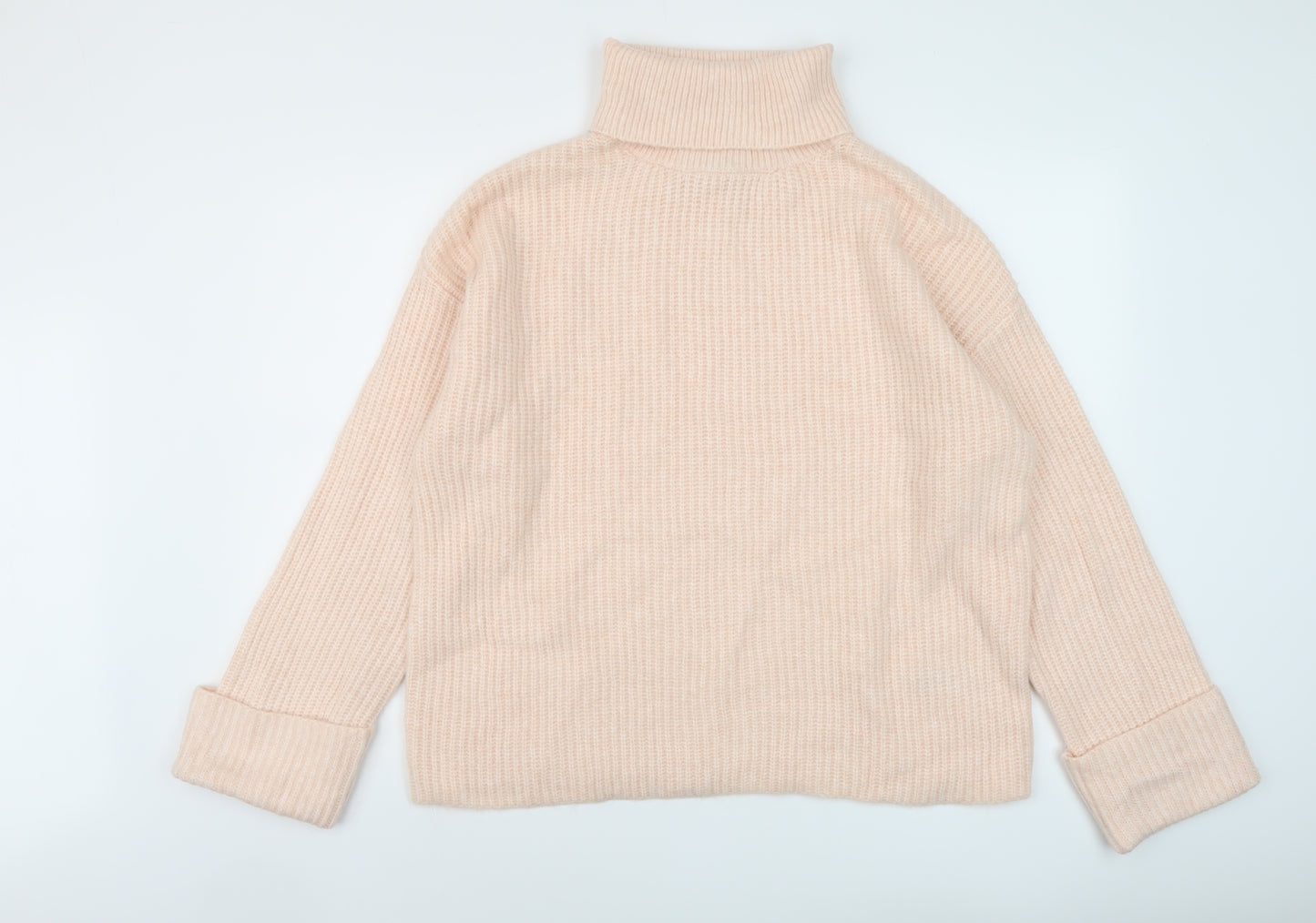 Marks and Spencer Womens Pink Roll Neck Polyamide Pullover Jumper Size M