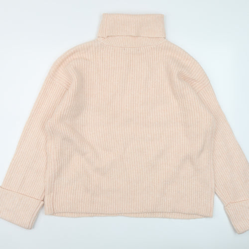 Marks and Spencer Womens Pink Roll Neck Polyamide Pullover Jumper Size M