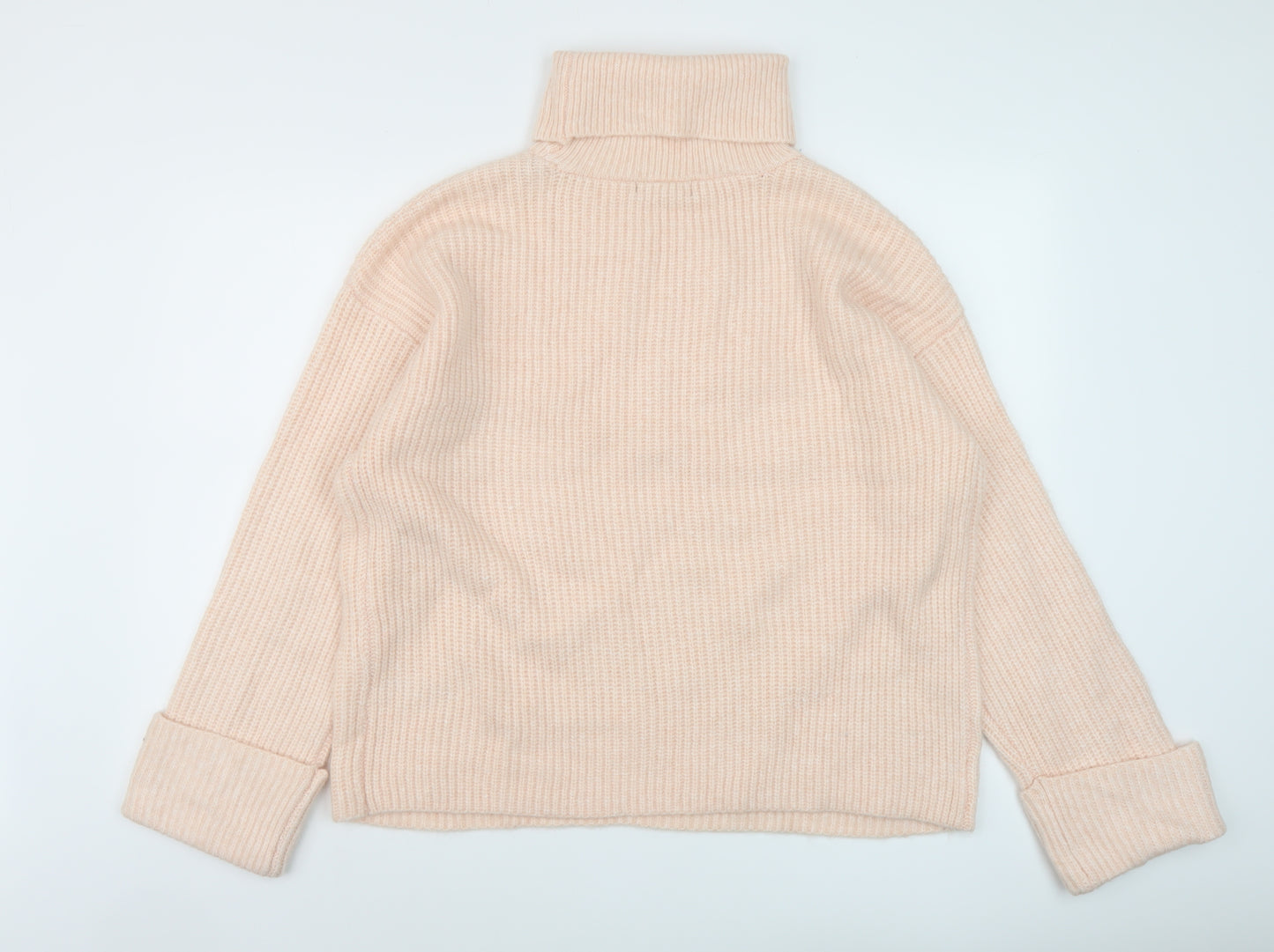 Marks and Spencer Womens Pink Roll Neck Polyamide Pullover Jumper Size M