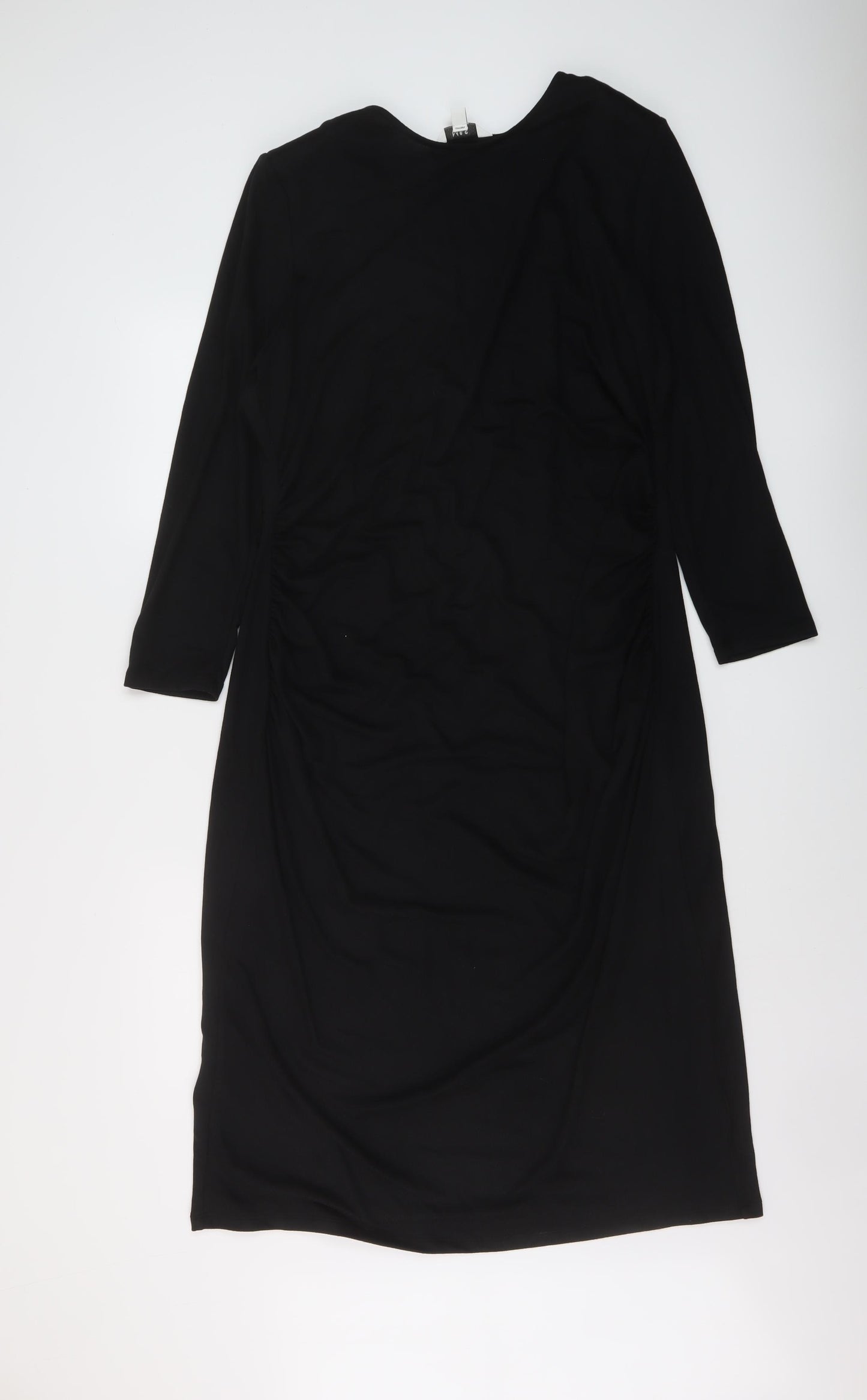 Marks and Spencer Womens Black Polyester Jumper Dress Size 20 Round Neck Pullover