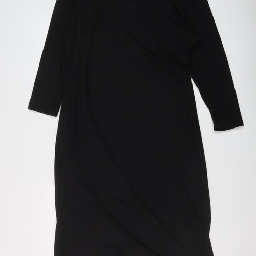 Marks and Spencer Womens Black Polyester Jumper Dress Size 20 Round Neck Pullover