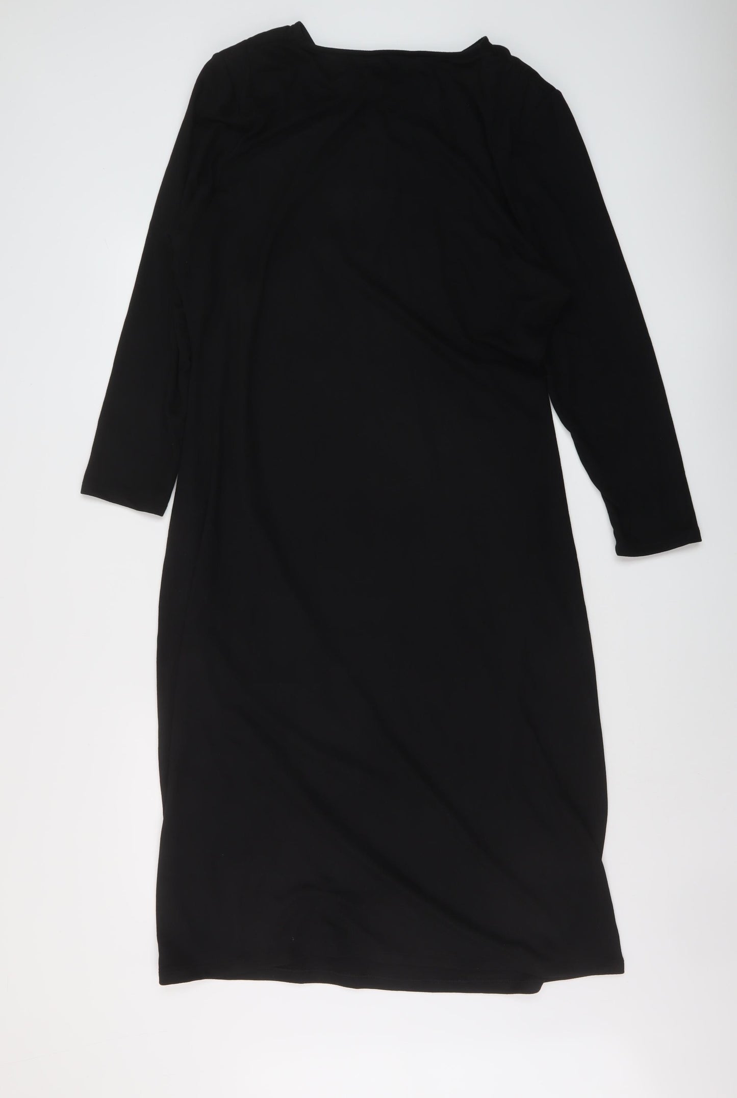 Marks and Spencer Womens Black Polyester Jumper Dress Size 20 Round Neck Pullover