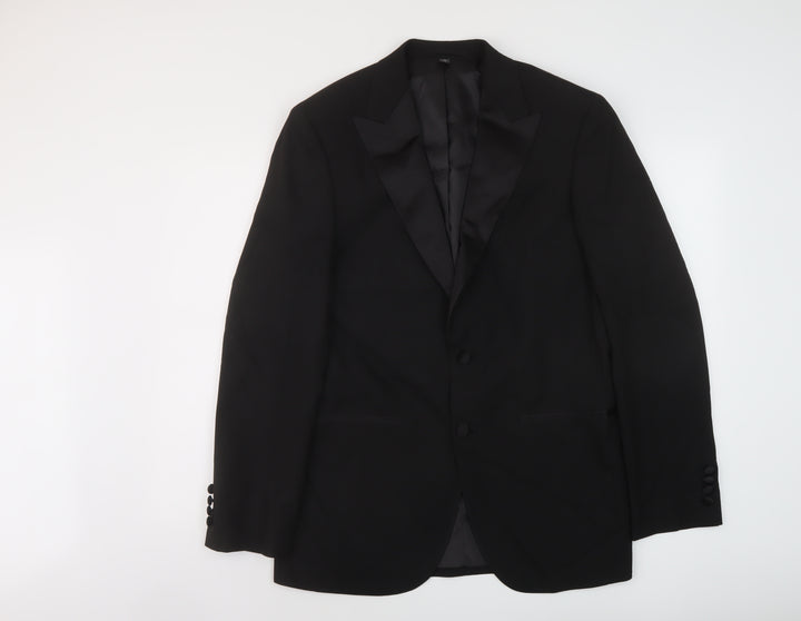 Marks and Spencer Mens Black Polyester Jacket Suit Jacket Size 38 Regular