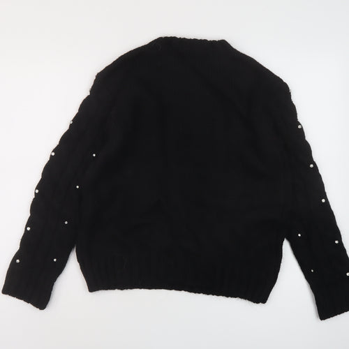 Marks and Spencer Womens Black Mock Neck Acrylic Pullover Jumper Size S