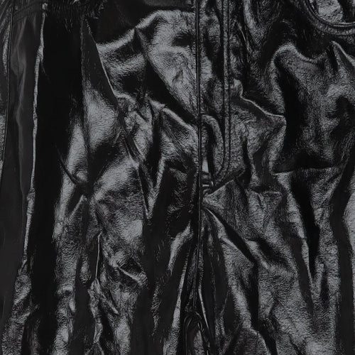 Marks and Spencer Womens Black Polyurethane Trousers Size 16 L26 in Regular Button