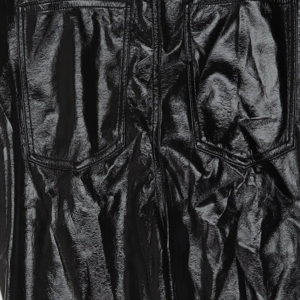 Marks and Spencer Womens Black Polyurethane Trousers Size 16 L26 in Regular Button