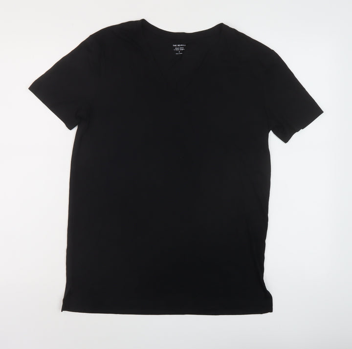 Marks and Spencer Womens Beige Polyester Basic T-Shirt Size 6 V-Neck