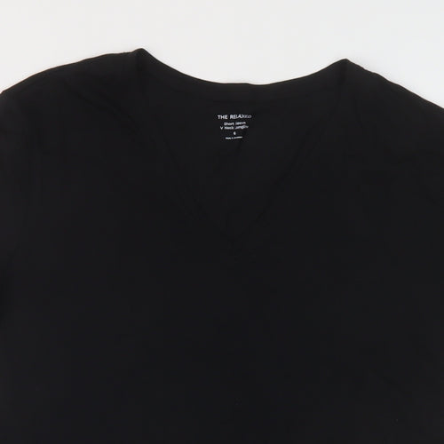 Marks and Spencer Womens Beige Polyester Basic T-Shirt Size 6 V-Neck